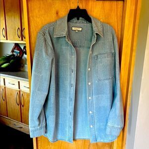 Bagatelle denim Shacket Long sleeve shirt multi print patchwork print brand Med